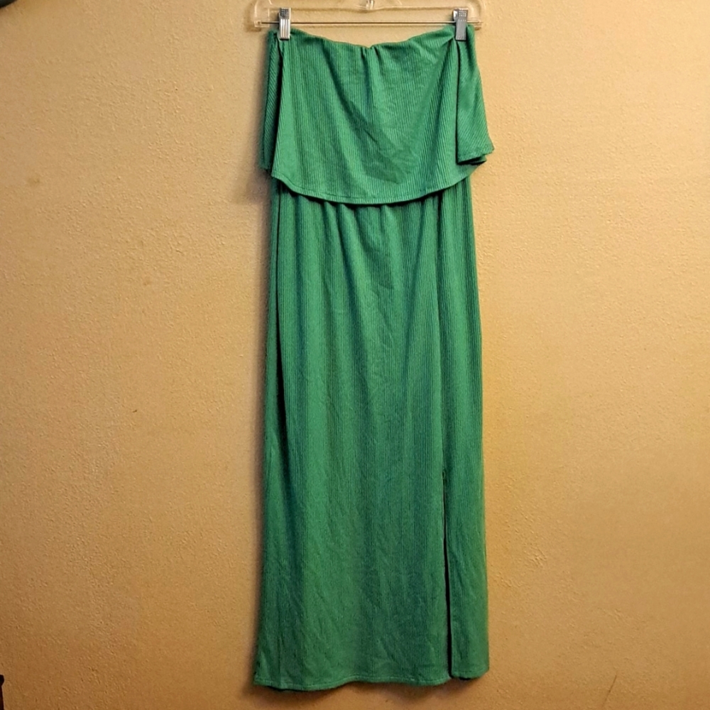 Green sleevless dress, long.  Brand: See You Monday.  Size M